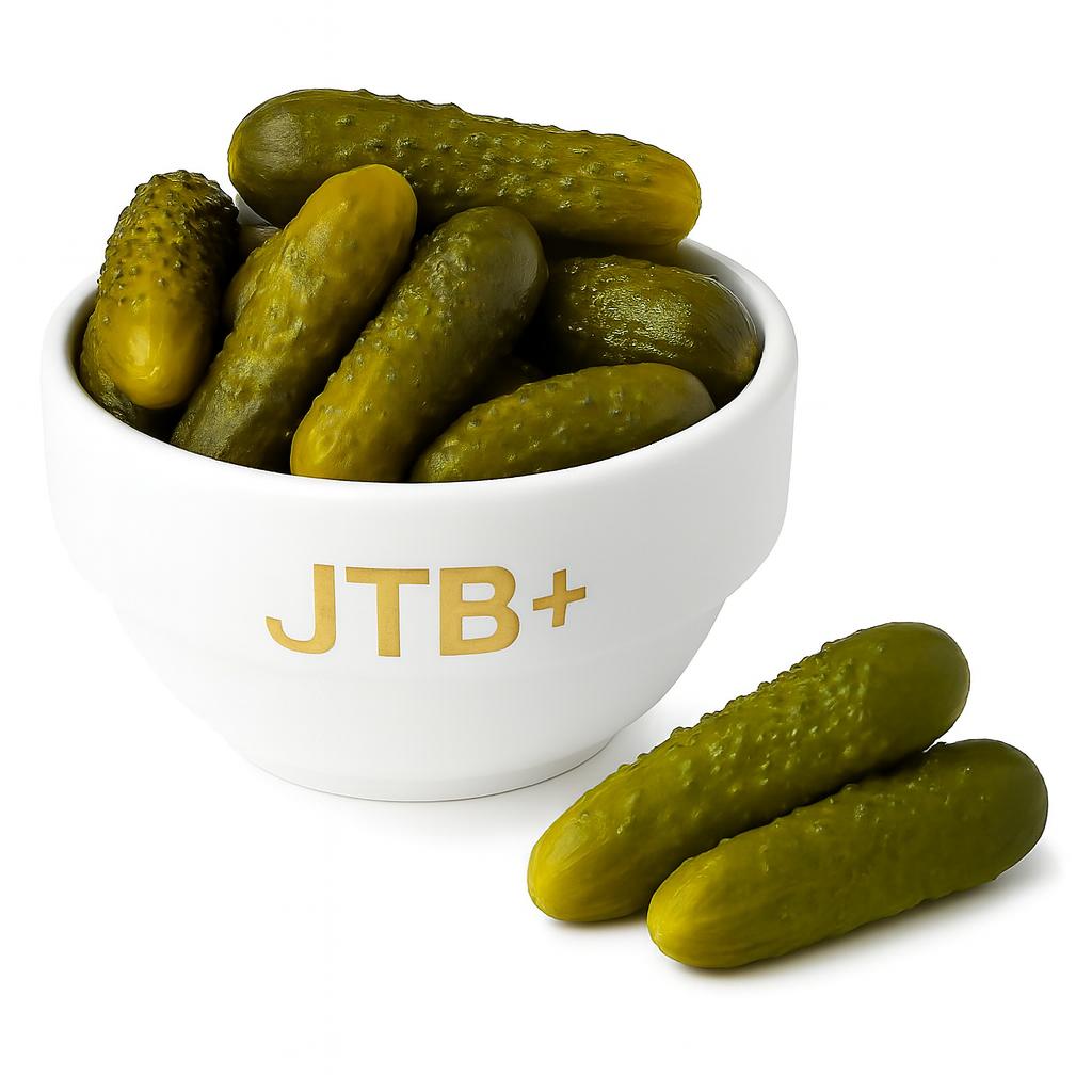 Crunchy pickled cucumbers in jar