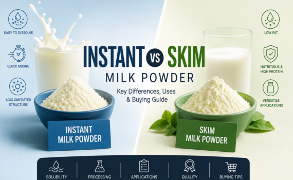 Instant vs. Skim Milk Powder comparison showing key differences